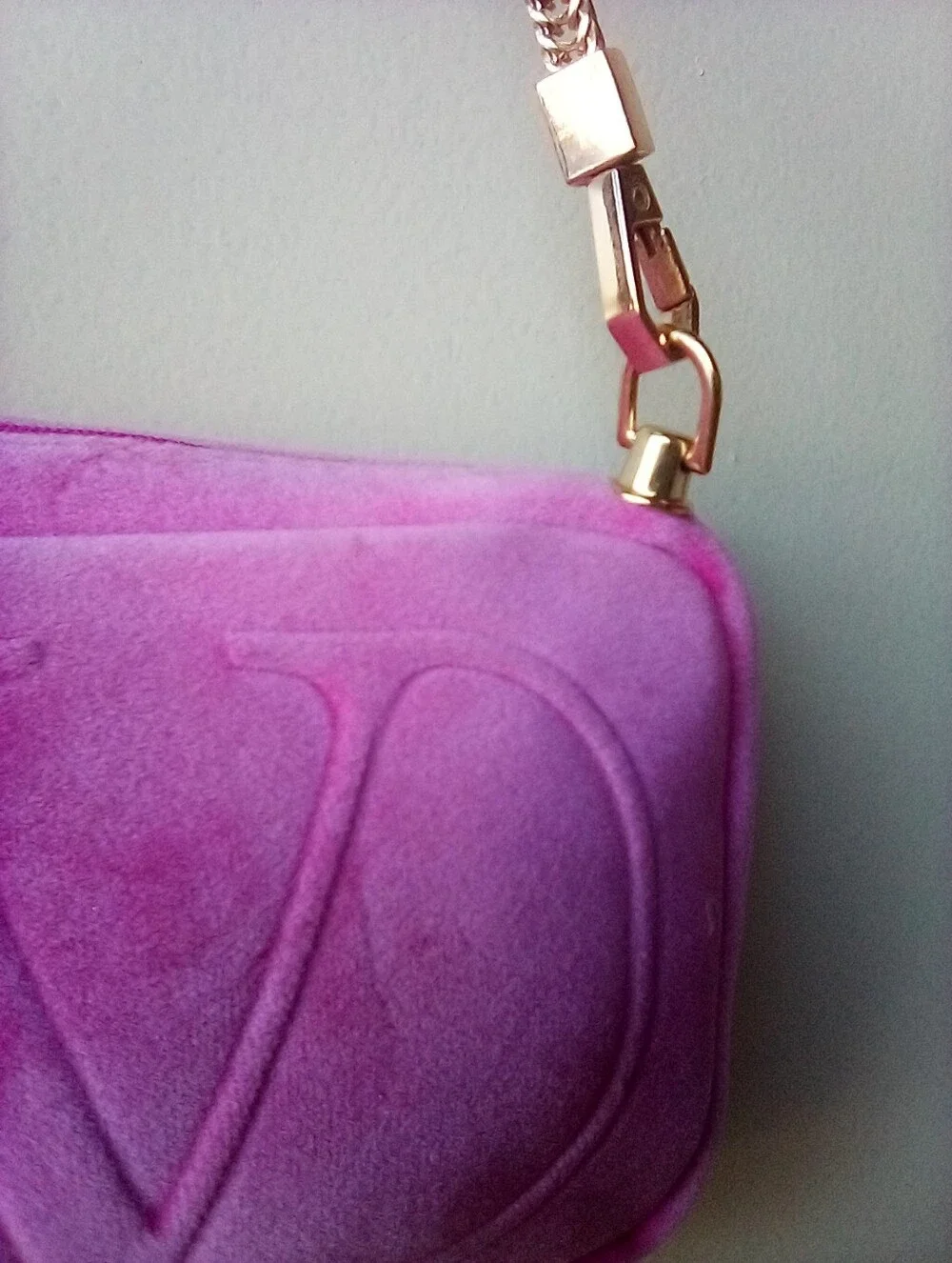 Valentino Pink Suede Monogram Shoulder Bag
